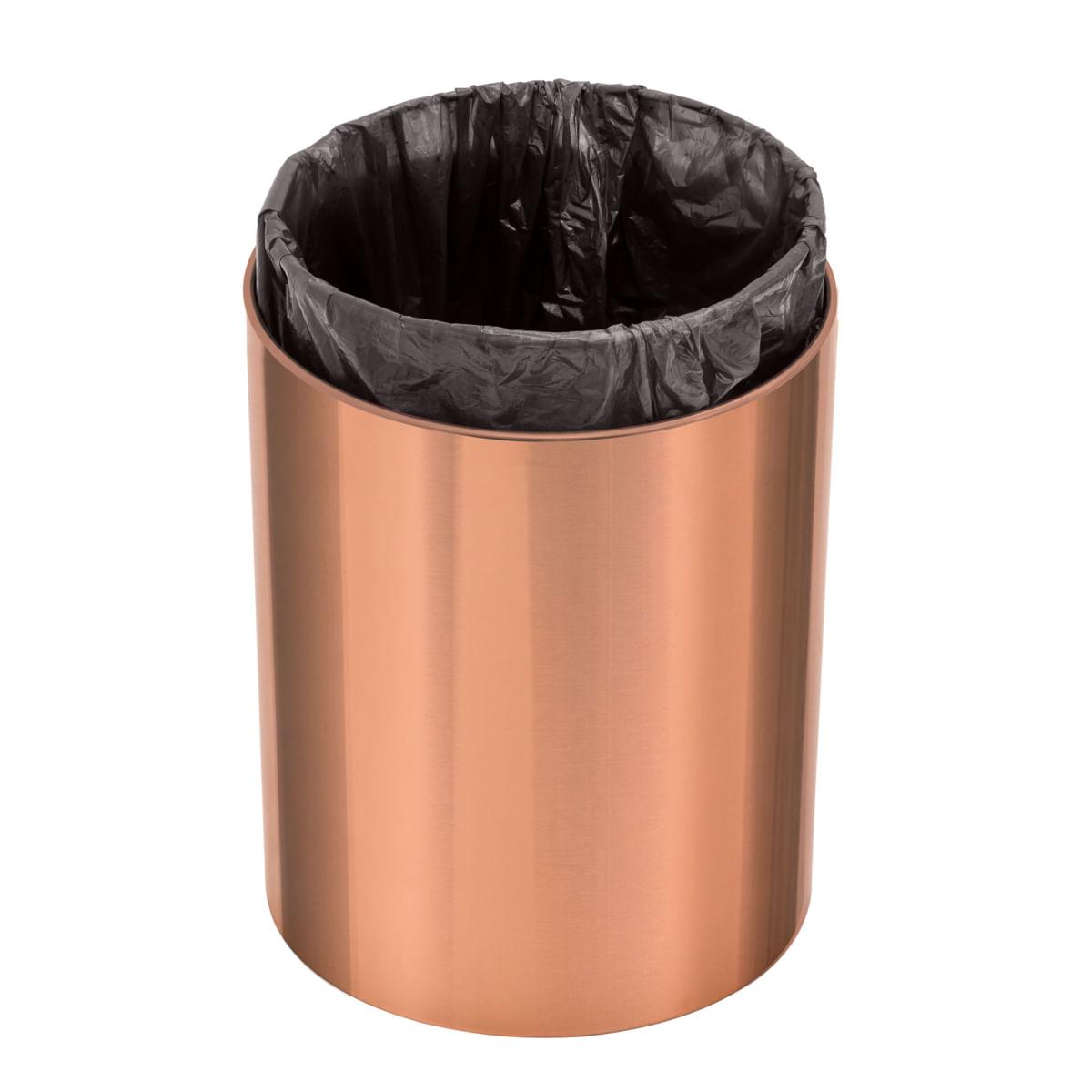 Lixeira Tramontina Útil em Aço Inox Scotch Brite com Revestimento Verniz Rose Gold 5 Litros