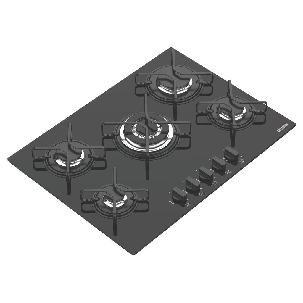 Cooktop a Gás Tramontina Penta em Vidro Temperado Preto 5 Queimadores