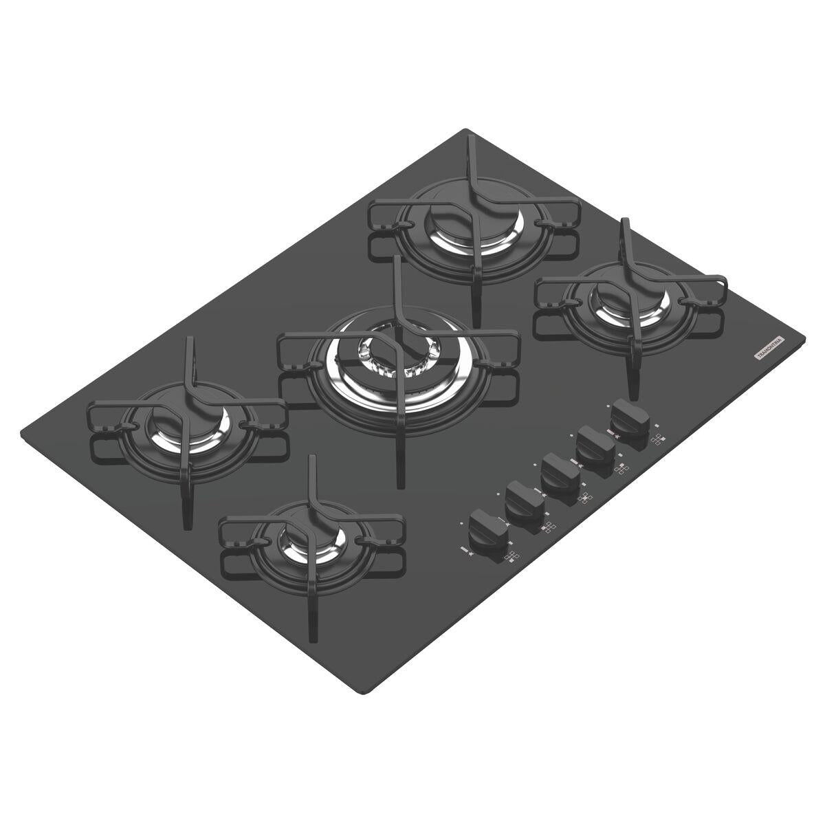 Cooktop a Gás Tramontina Penta em Vidro Temperado Preto 5 Queimadores