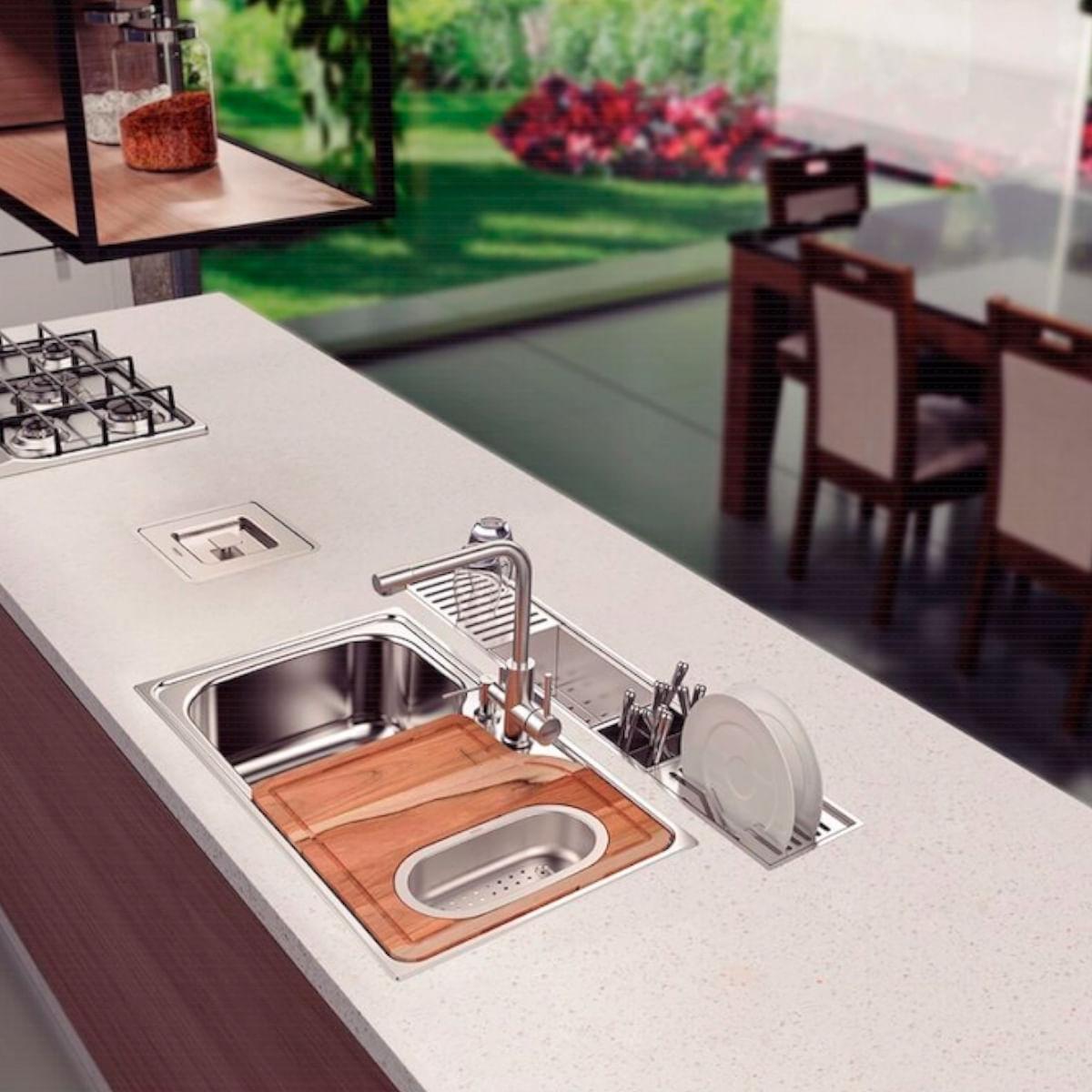 Escorredor Tramontina em Aço Inox Scotch Brite para uso no Canal Organizador 30 x 15 cm