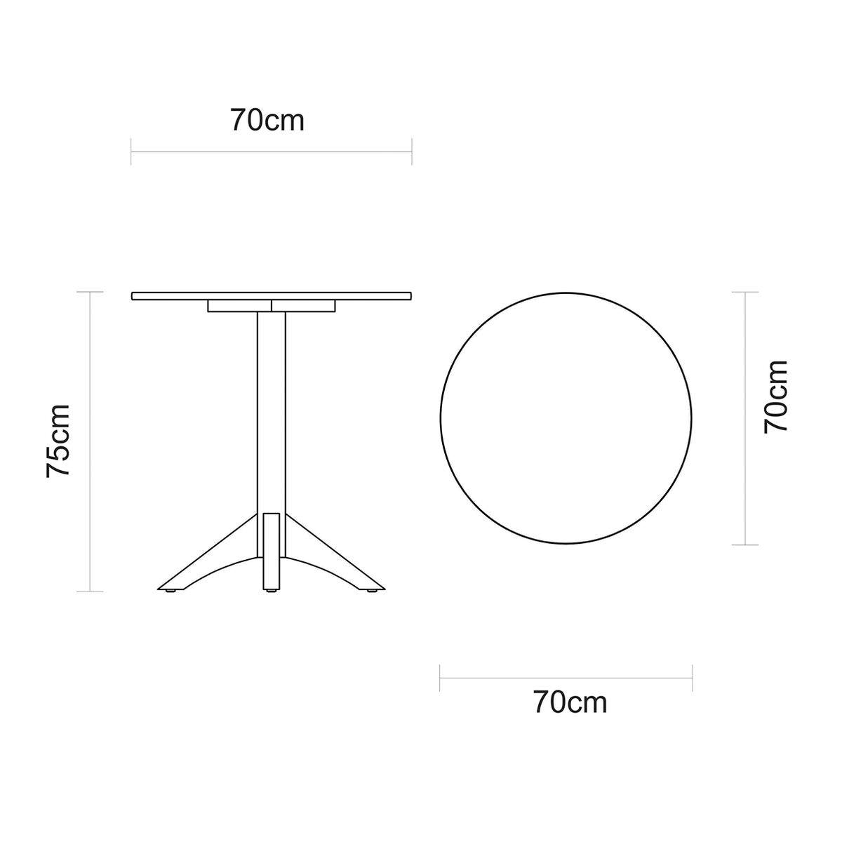 Mesa de Madeira Tramontina London Redonda em Tauarí Amêndoa 2 Lugares 70 cm