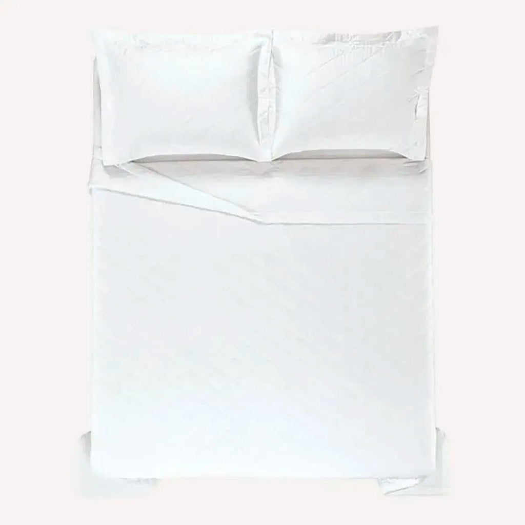 Colcha Queen com 2 Porta Travesseiros Cetim 100% Algodão Karsten 300 Fios Bossa Branco