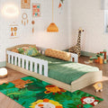 Cama de Chão Montessoriana Solteiro Encanto Carvalho com Branco Completa Móveis