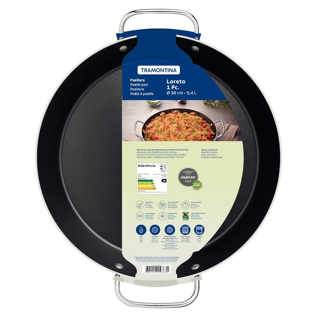 Paellera Tramontina Loreto 38cm 5,4L Alças Metálicas Antiaderente Grafite