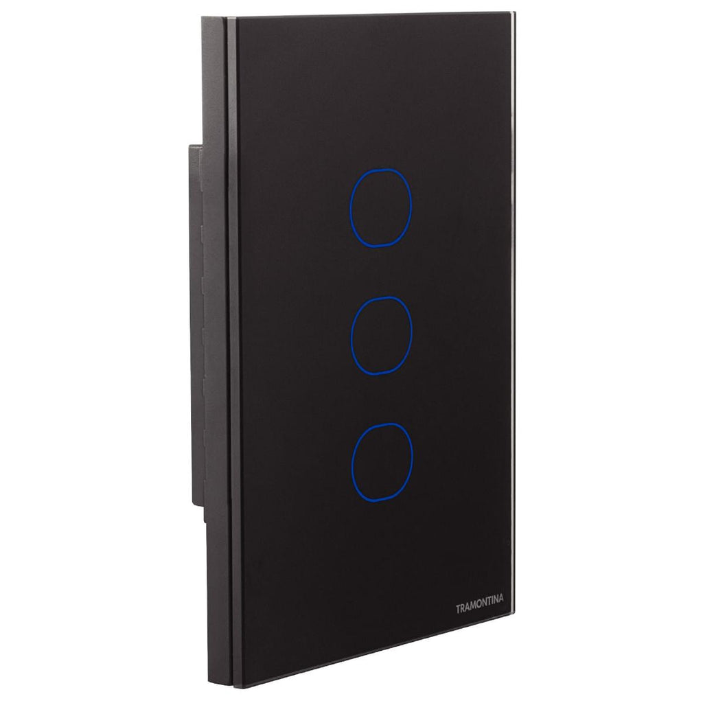 Interruptor Touch Wi-Fi Smart Tramontina Preto com 3 Canais