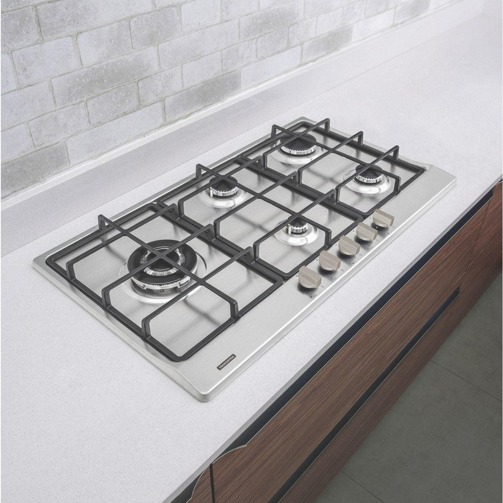 Cooktop a Gás Tramontina Penta Plus 5GX TRI HE Safestop 90 em Aço Inox e Trempes em Ferro Fundido