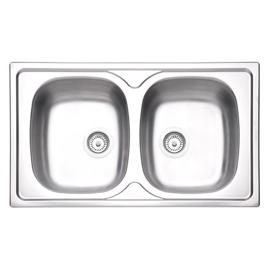 Cuba de Sobrepor Tramontina Sigma 2 Cubas em Aço Inox Pré-polido 86 x 50 cm com Válvula