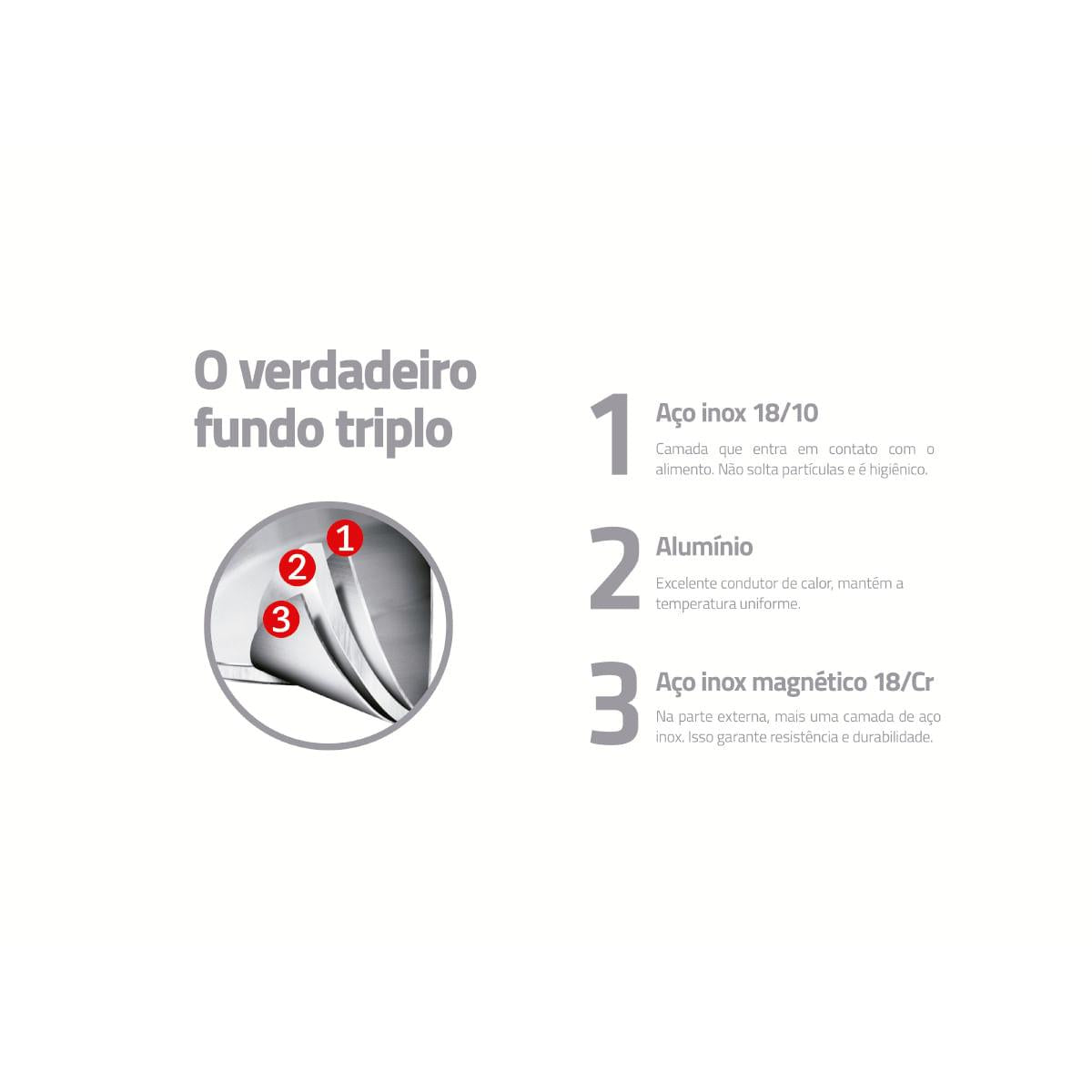 Fervedor Tramontina Duo Silicone em Aço Inox Fundo Triplo e Silicone 14 cm 2,0 L