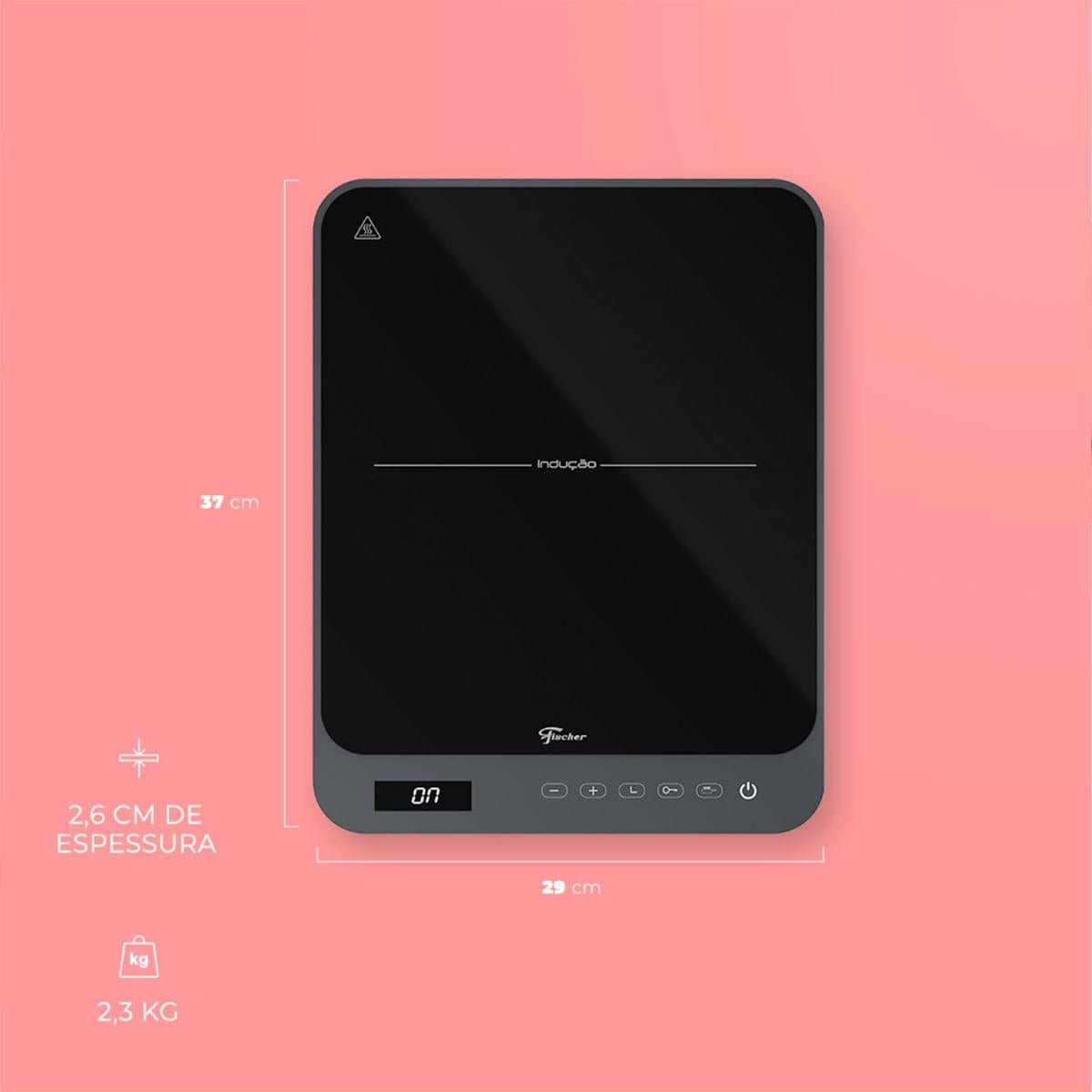 Cooktop de Indução Portátil Fischer 1 Boca Bivolt Touch Screen Verde Pistache