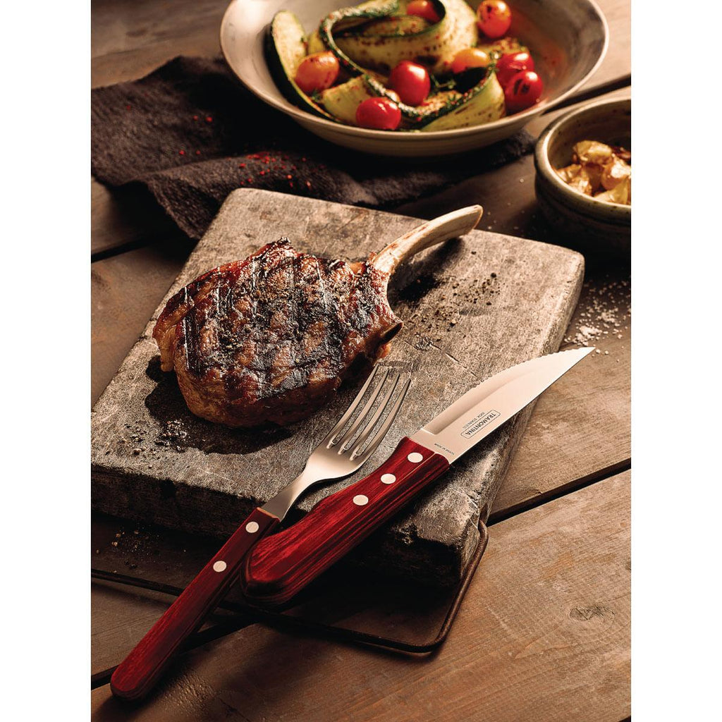 Jogo de Talheres para Churrasco Jumbo Tramontina Vermelho Polywood 12 Peças