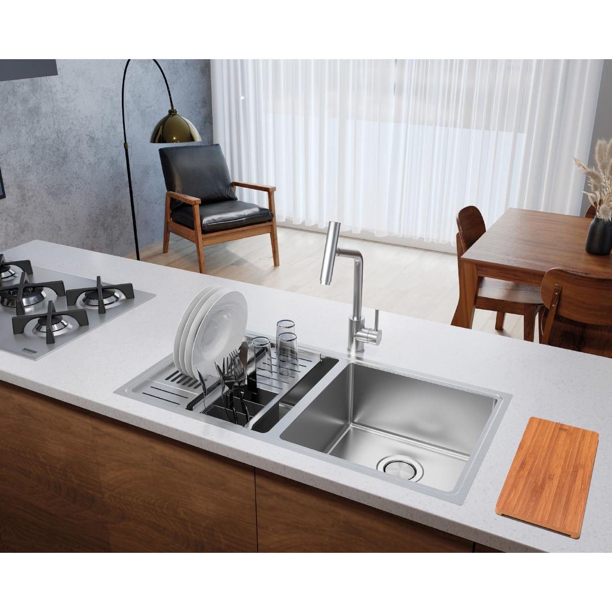Kit de acessórios em aço inox para cubas Quadrum Design Collection