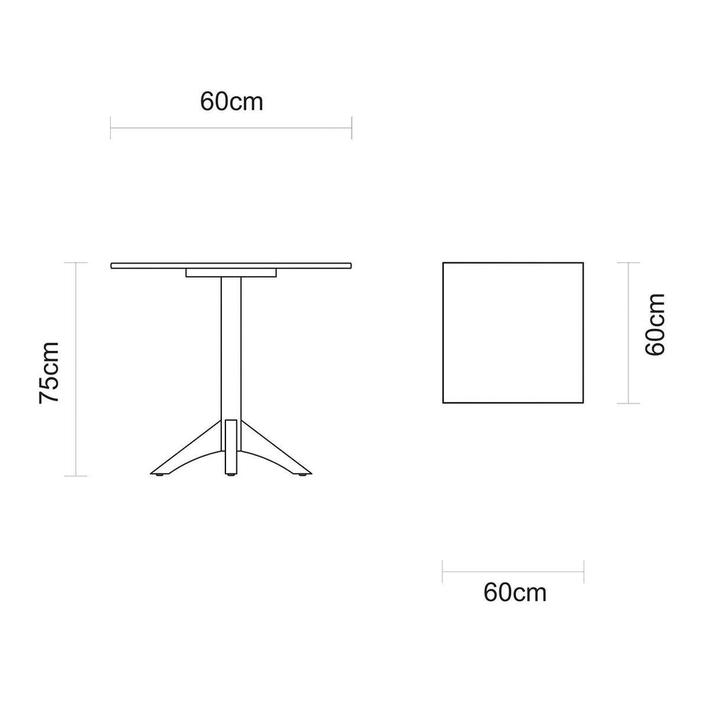 Mesa de Madeira Tramontina London Coluna Central Quadrada em Tauarí Amêndoa 4 Lugares 60 cm