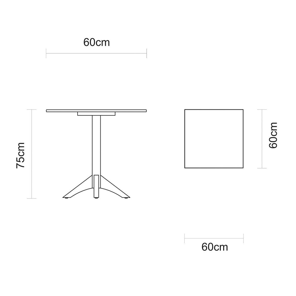 Mesa de Madeira Tramontina London Coluna Central Quadrada em Tauarí Amêndoa 4 Lugares 60 cm