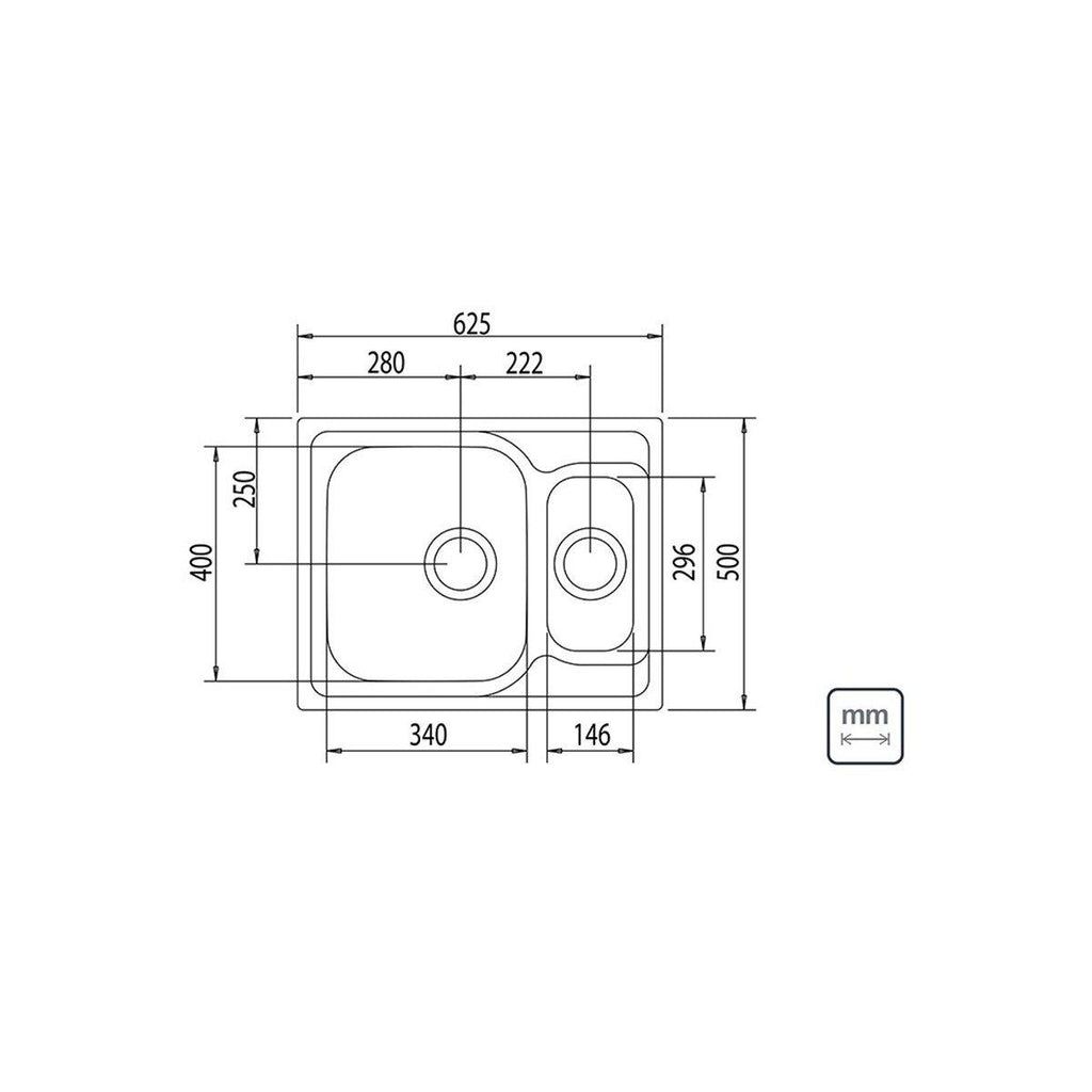 Cuba de Sobrepor Tramontina Marea 1.5 C 34 R em Aço Inox Acetinado com Válvula 62 x 50 cm