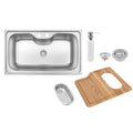 Cuba de Sobrepor Tramontina Morgana Maxi 86x50 cm em Aço Inox  com Válvula Dosador de Sabão Tábua e Cesto 93801102