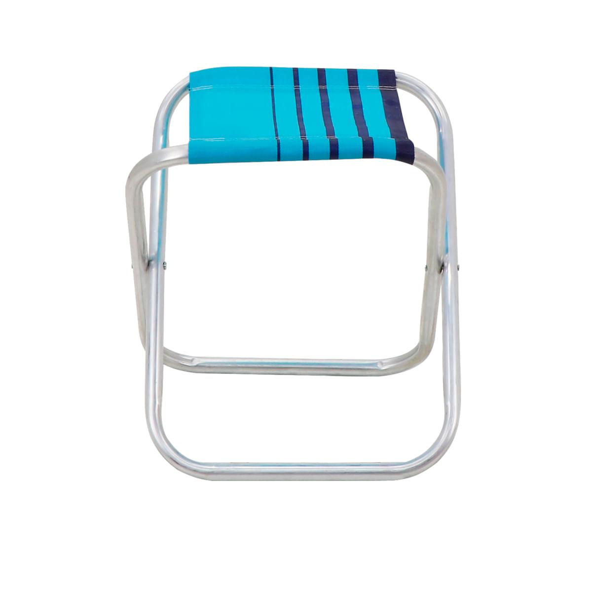 Banqueta de Praia Tramontina Fiji em Alumínio com Assento Azul