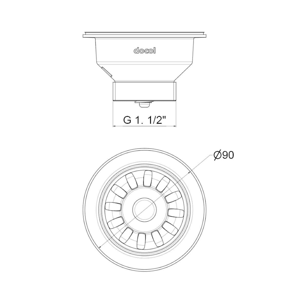 Válvula de Escoamento Docol Standard 3.1/2" para Cozinha em Aço Inox Acetinado e Polipropileno