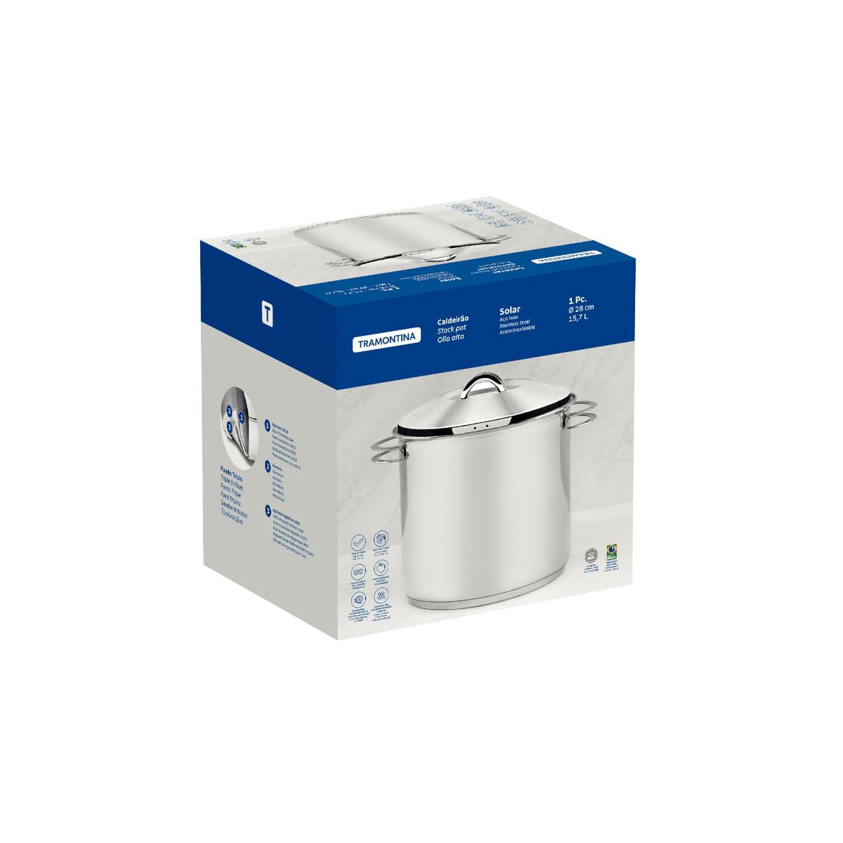 Caldeirão Tramontina Solar Aço Inox 24 cm 9,6 Litros