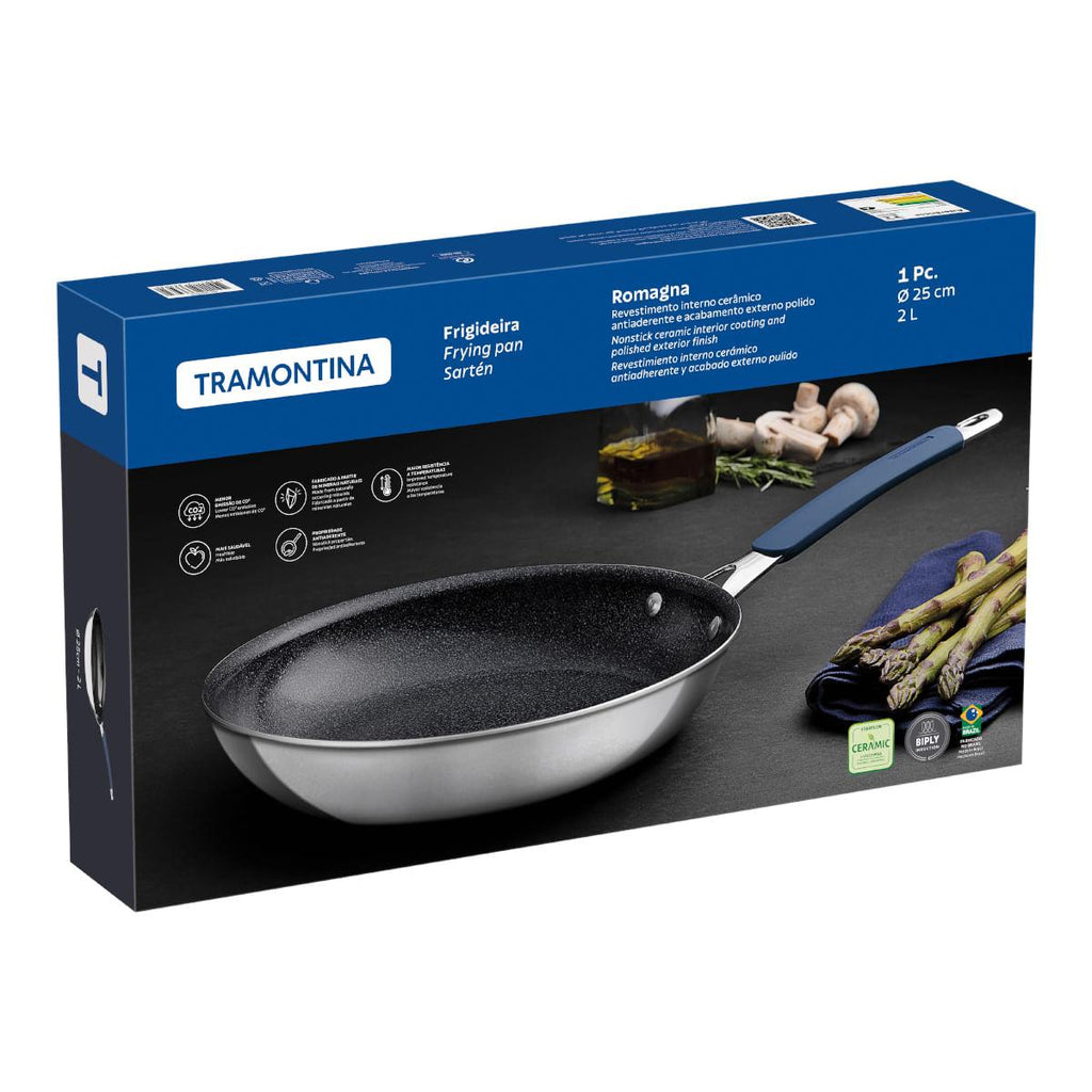 Frigideira Tramontina Romagna Aço Inox Cerâmico Black Stone 25 cm 1,95 L