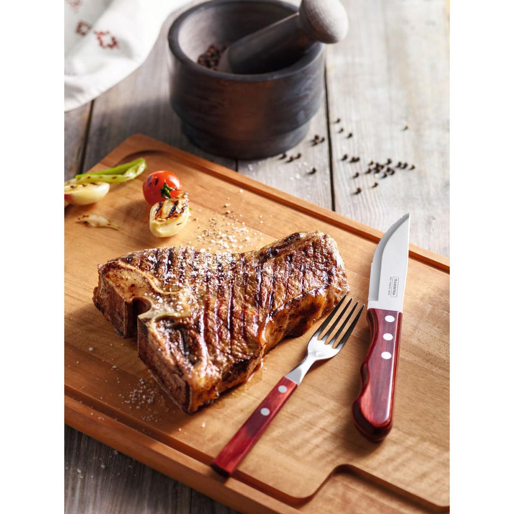 Jogo de Talheres para Churrasco Jumbo Tramontina Vermelho Polywood 12 Peças