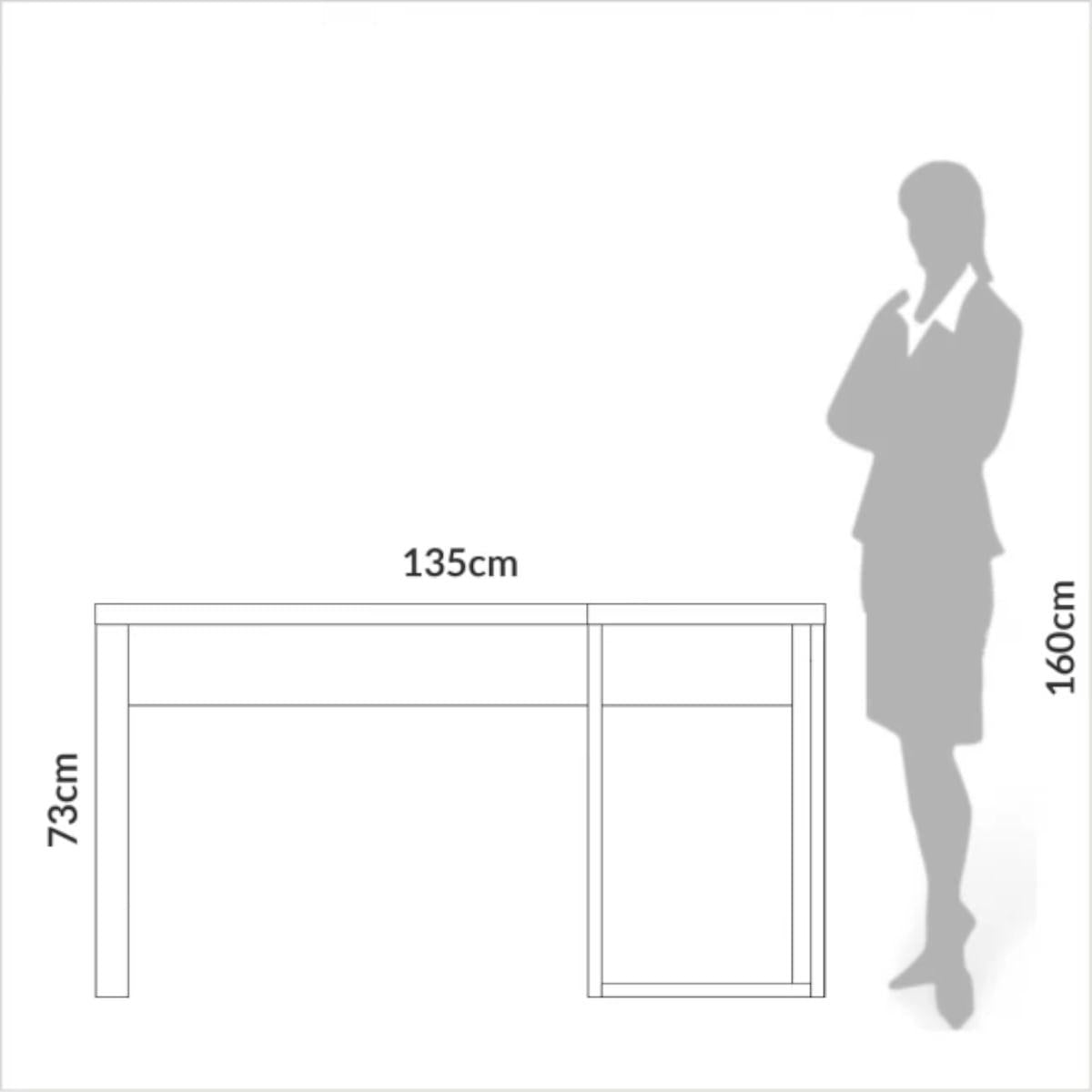 Mesa para Escritório de Canto 135x158 cm em MDF F22 Freijó/Preto Fosco Pradel Dalla Costa