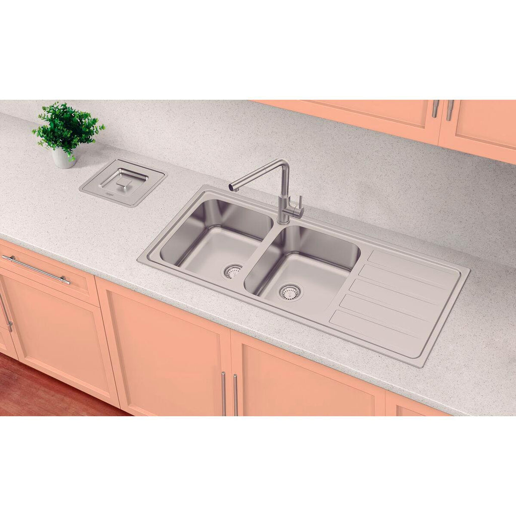 Cuba de Sobrepor Tramontina Marea Deep 2C 34 Plus 116 x 50 cm em Aço Inox Acetinado