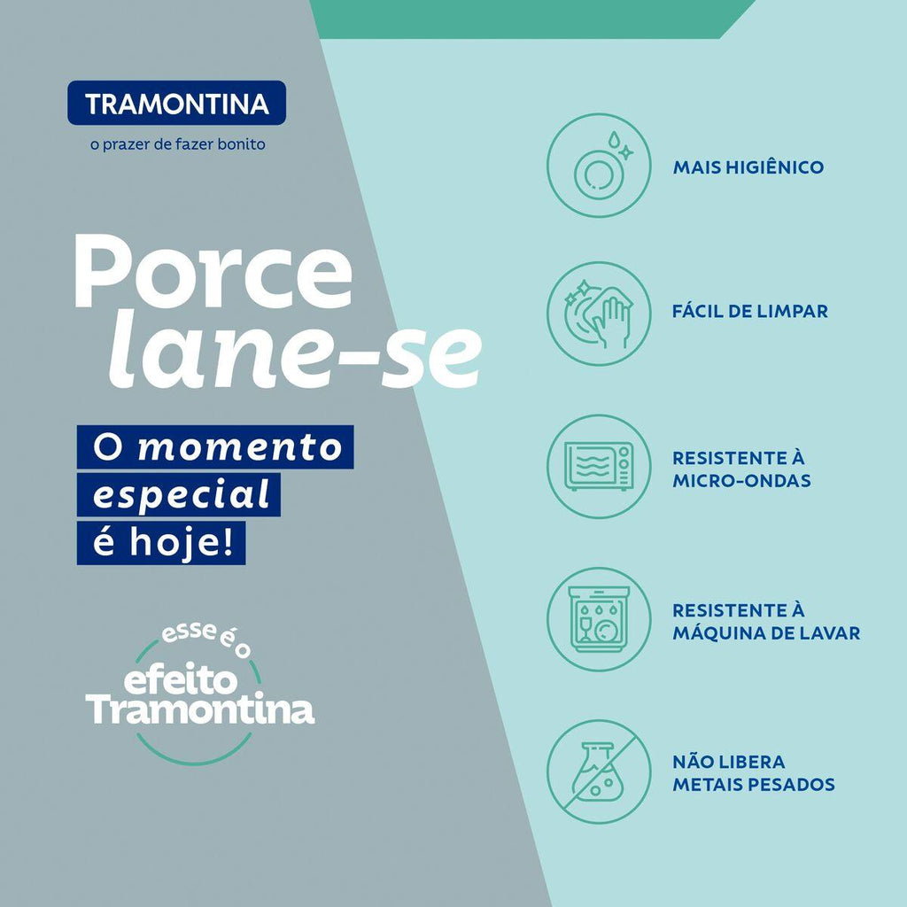 Jogo de Pratos Tramontina Street em Porcelana Decorada 12 peças