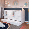 Berço Cama com Cômoda e Cama Auxiliar Branco Completa Móveis