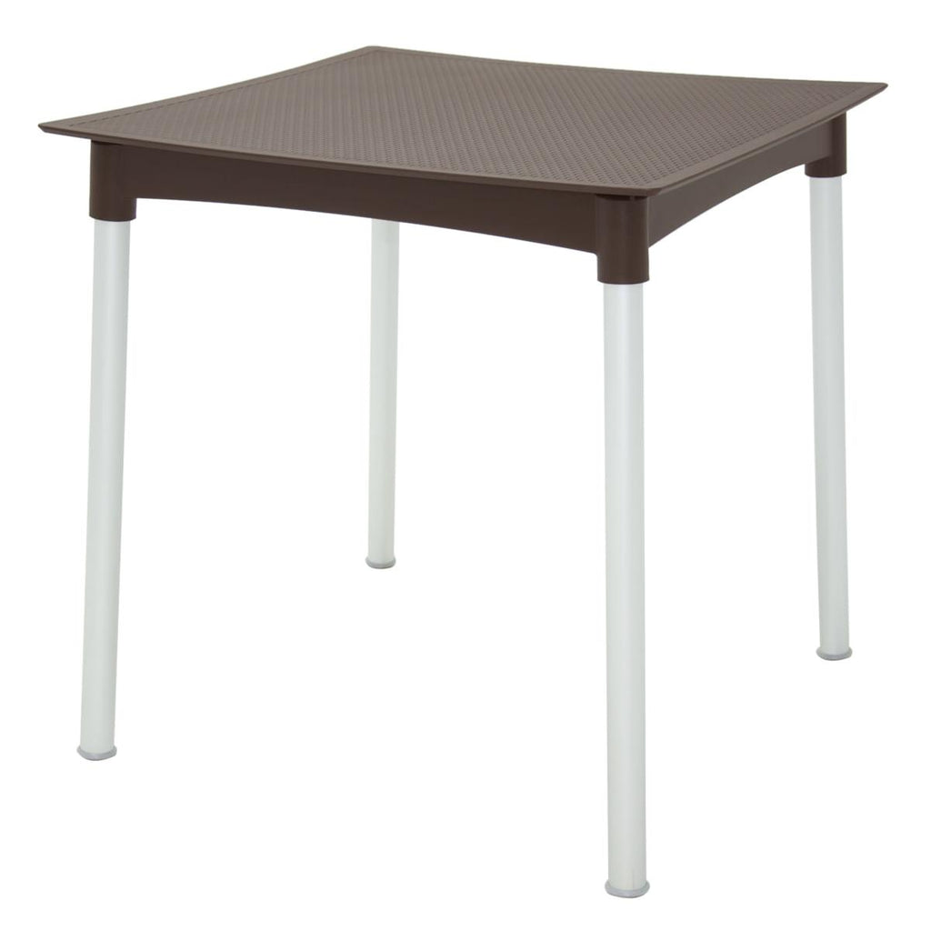 Mesa Tramontina Laura Rattan 70 cm em Polipropileno Marrom com Pernas de Alumínio Anodizado