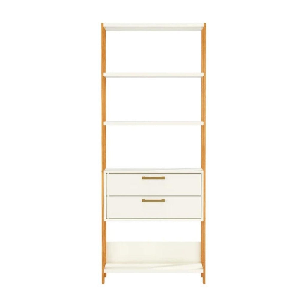 Estante 5 Prateleiras 2 Gavetas Off White Freijó 73x32x185 cm Dalla Costa