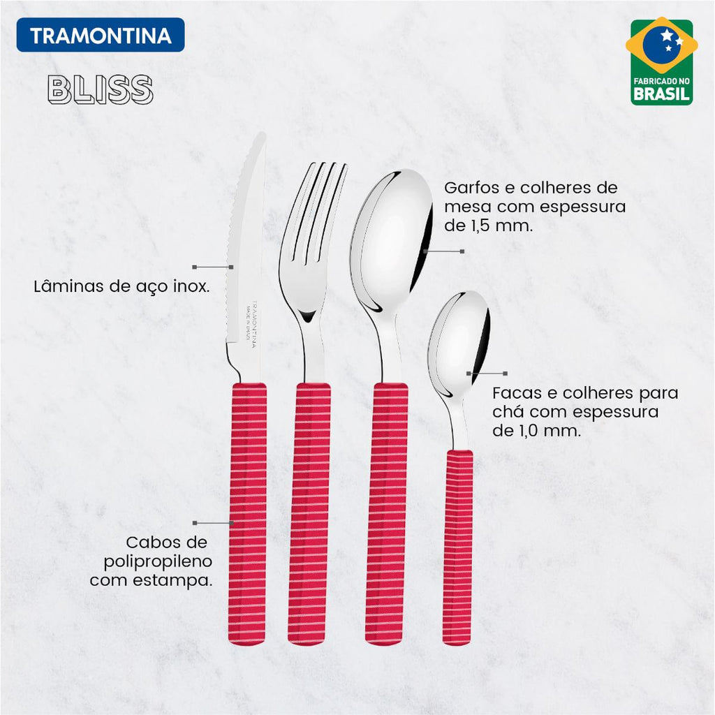 Faqueiro Tramontina Bliss 16 peças Viva Magenta em Aço Inox
