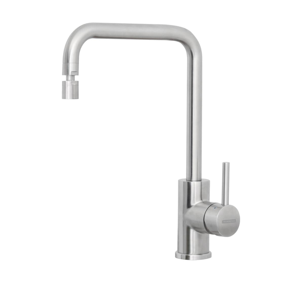 Misturador Monocomando Tramontina Angolare em Aço Inox Scotch Brite e Bica Articulada