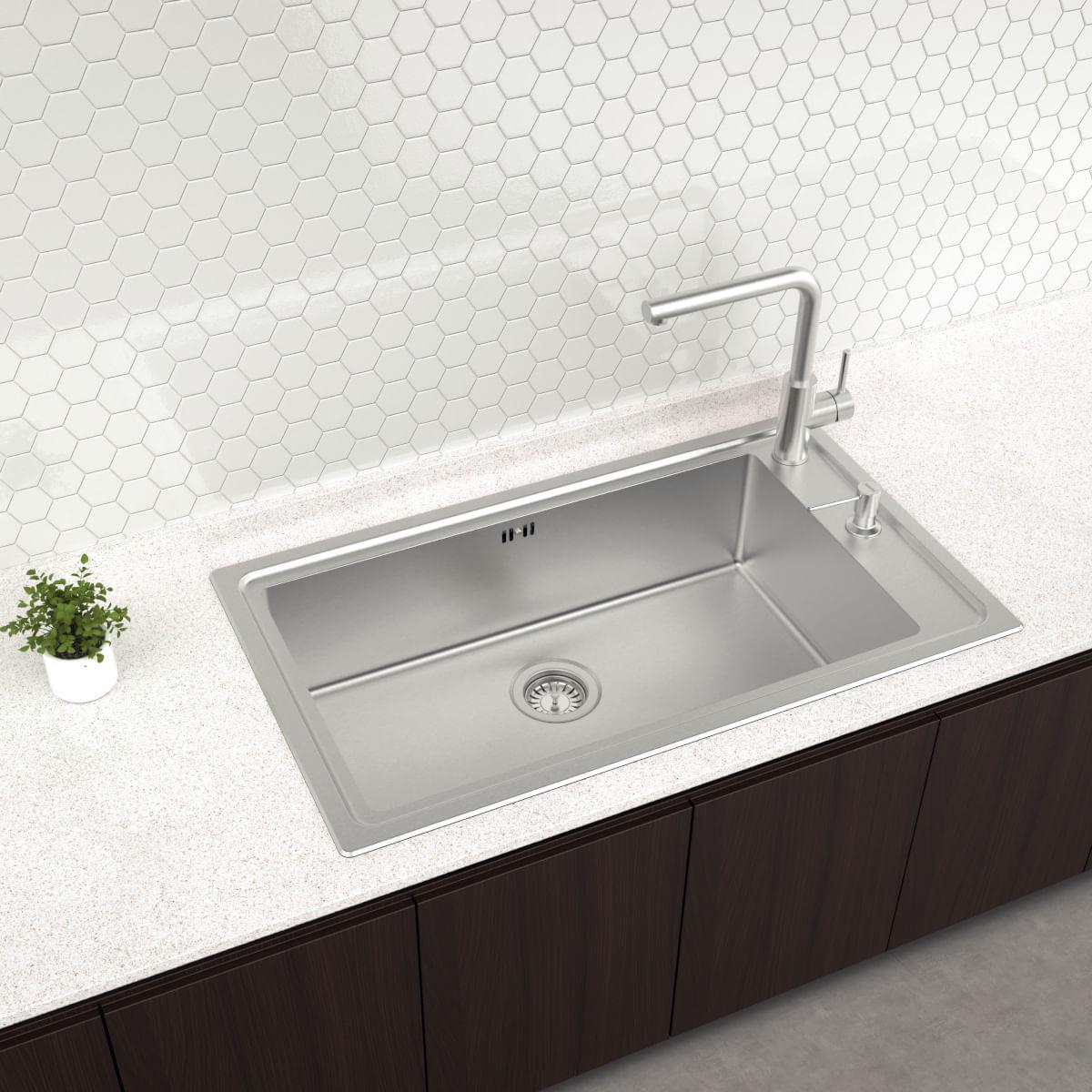 Cuba de Sobrepor Tramontina Square 86x50 cm em Aço Inox 304 Scotch Brite