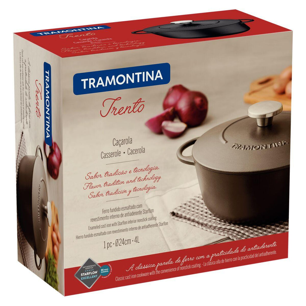 Caçarola Tramontina Trento em Ferro Esmaltado Antiaderente Starflon Excellent 24 cm 4 L