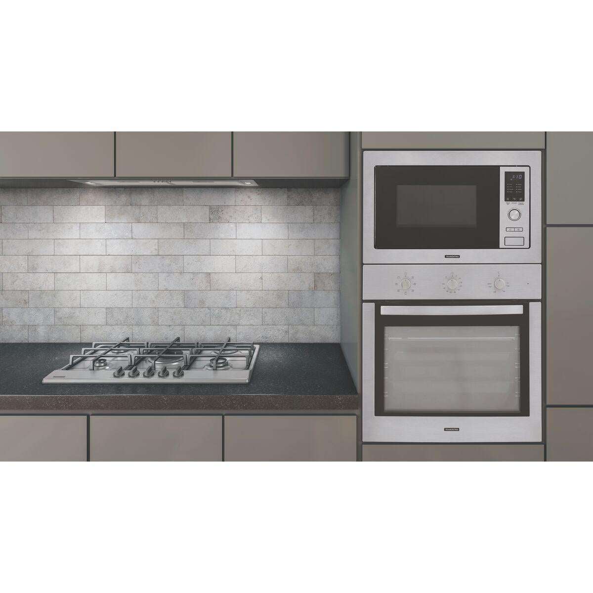 Cooktop a Gás Tramontina New Penta 5GX Tri 75 HE Safestop em Aço Inox e Trempes em Ferro Fundido 5 Queimadores
