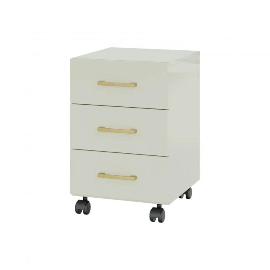 Gaveteiro 3 Gavetas com Rodízios em MDF 39x43x60cm Dalla Costa Off White
