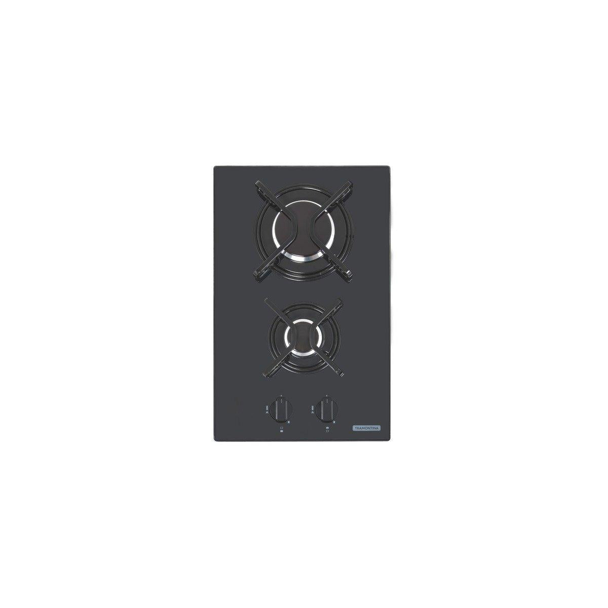 Cooktop a Gás Tramontina Dominó 2GG 30 em Vidro Temperado Preto 2 Queimadores