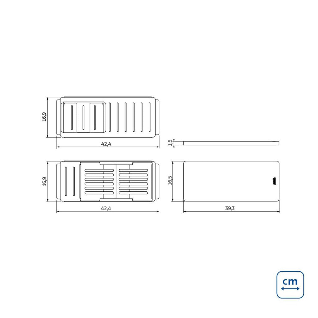 Kit de acessórios em aço inox para cubas Quadrum Design Collection