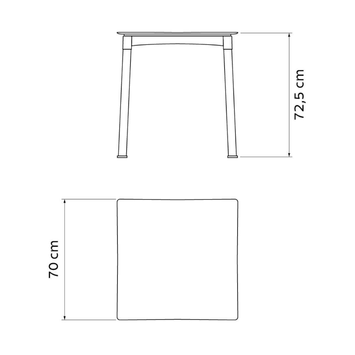 Mesa Tramontina Diana 70x70 cm em Polipropileno Amarelo com Pernas de Alumínio