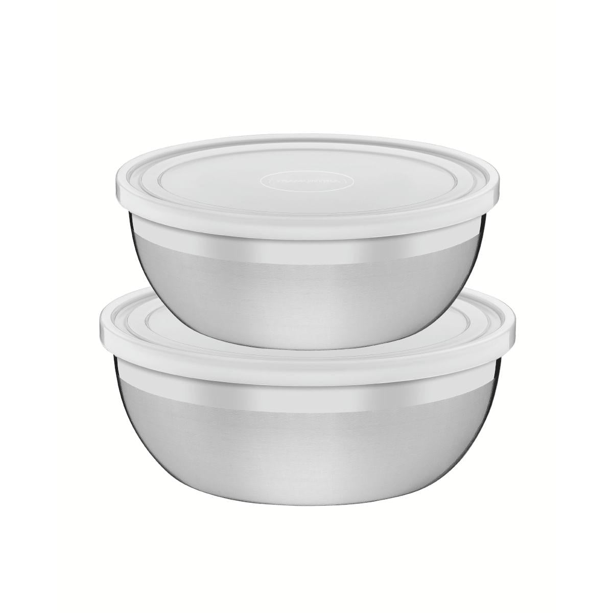 Jogo de Potes Tramontina Freezinox Aço Inox Tampa Plástica 2 Peças