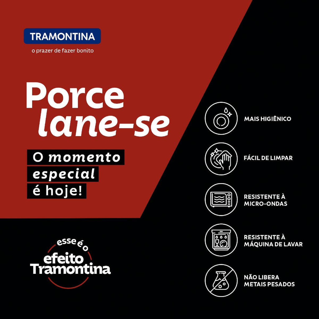 Kit Prato Raso Tramontina Churrasco Classic em Porcelana 28 cm 6 Peças