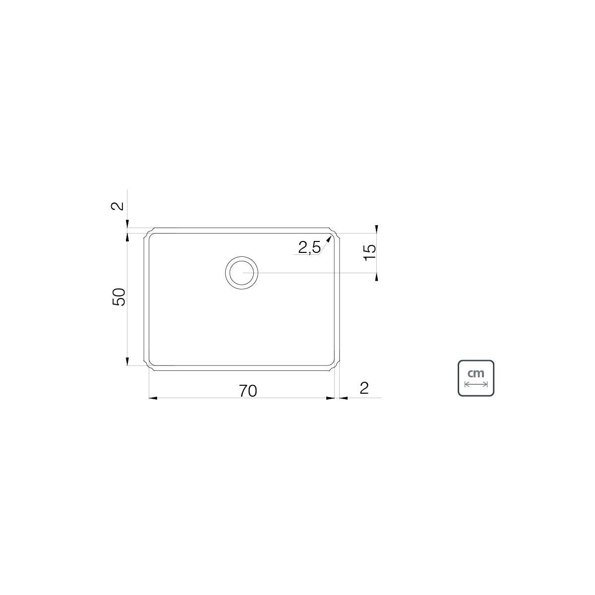 Tanque de Embutir Tramontina Jumbo 106 L em Aço Inox 70 x 50 cm