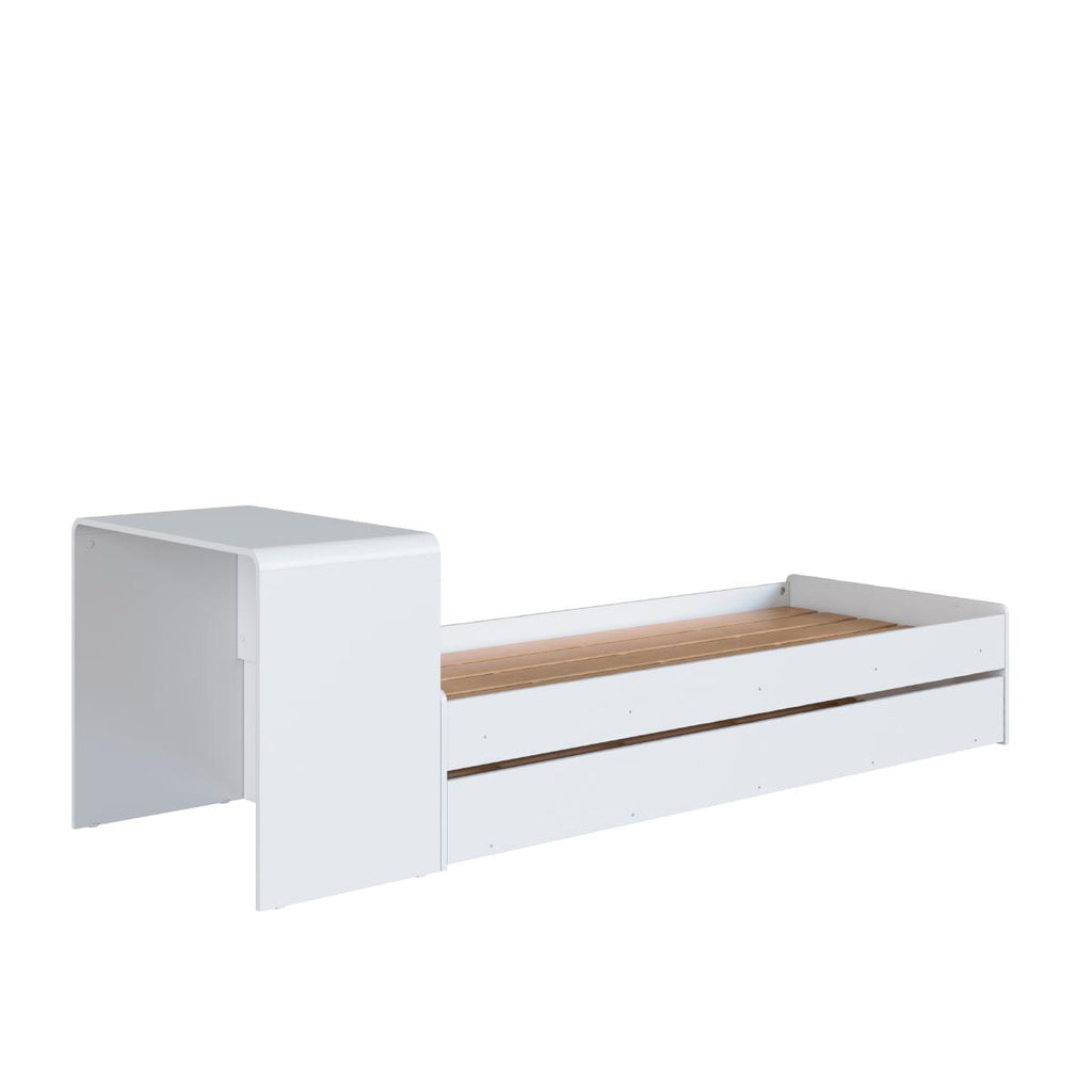 Cama Infanto Juvenil com Escrivaninha e Cama Auxiliar Solteiro Branco Completa Móveis