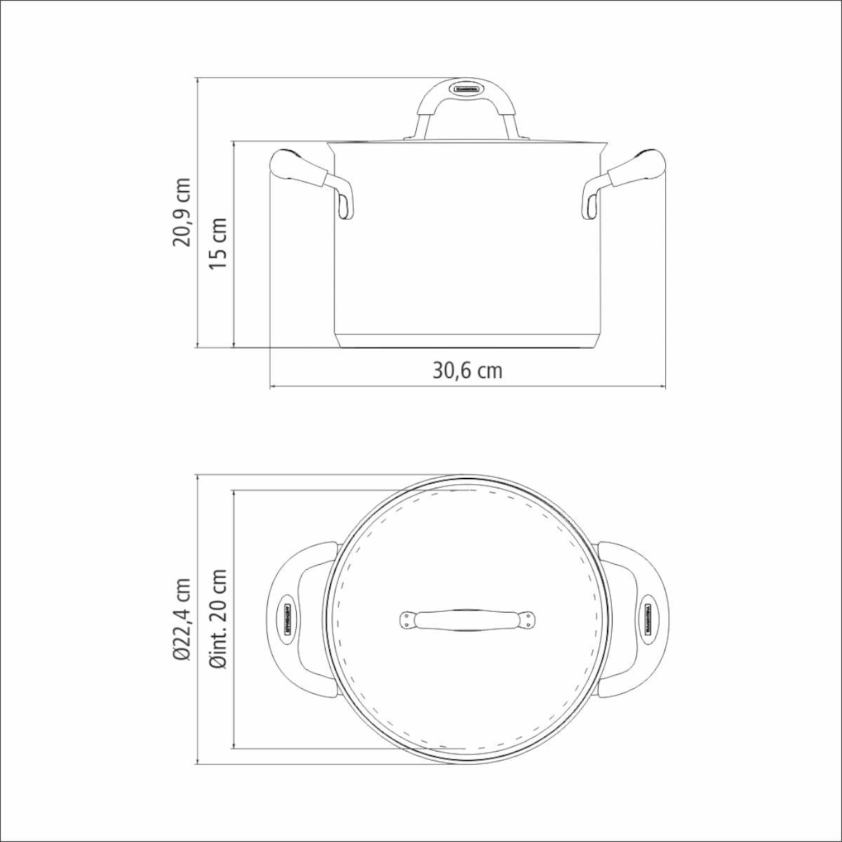 Caldeirão Tramontina Duo Silicone Aço Inox 20 cm 4,5 L