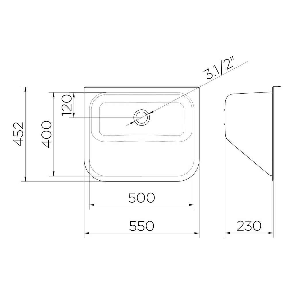 Tanque de Parede Docol 32 Litros em Aço Inox Alto Brilho 55x45 cm com Válvula