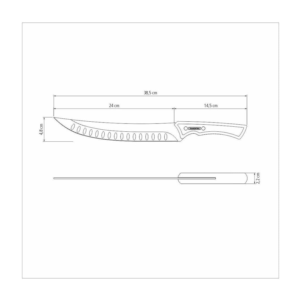 Faca para Carne Tramontina Churrasco Black em Aço Inox Escurecido e Cabo de Madeira 10"