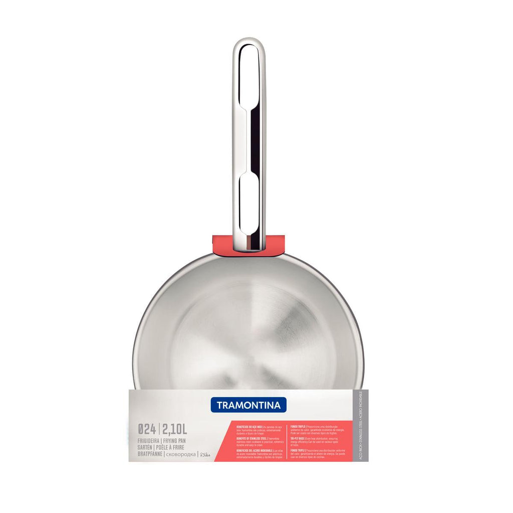 Frigideira Tramontina Allegra Aço Inox com Fundo Triplo 24 cm 2,1 Litros