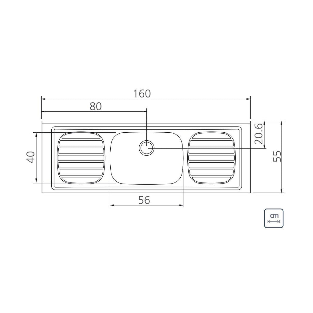 Pia de Apoio Tramontina Filo 56 em Aço Inox 160 x 55 cm Standard