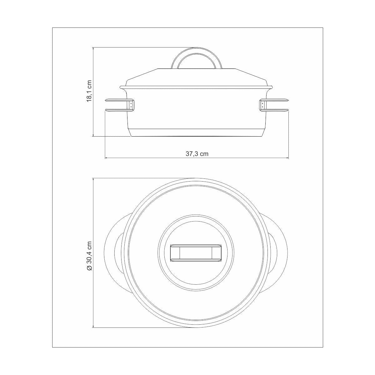 Caçarola Tramontina Solar Rasa em Aço Inox Fundo Triplo com Tampa e Alças 28 cm 7,1 L