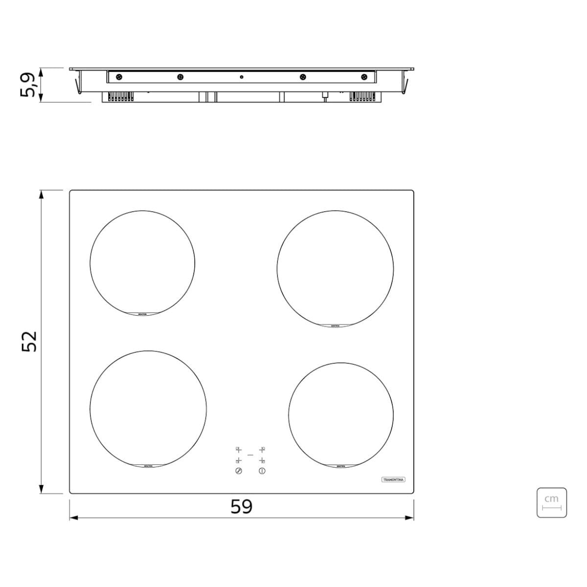 Cooktop por Indução Tramontina Square Basic 4EI 60 com Comando Touch 220 V